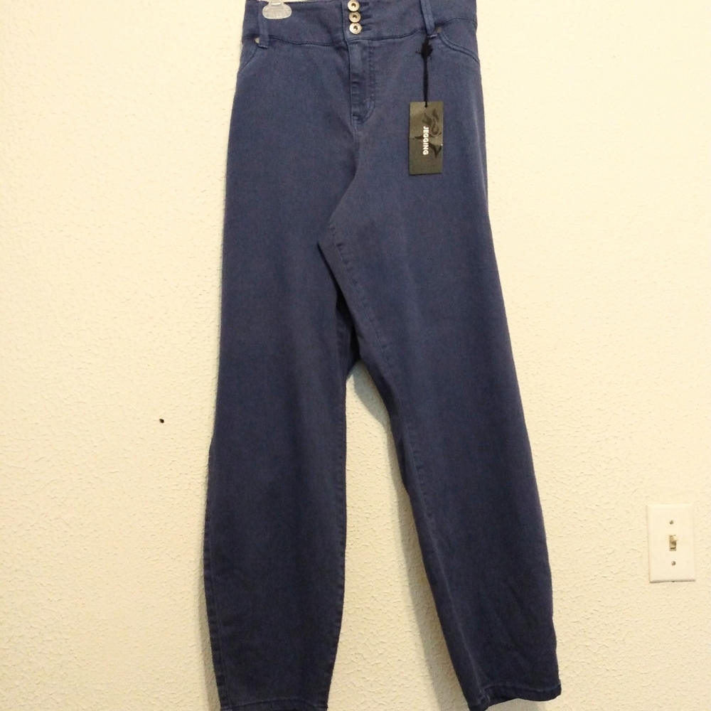 Torrid Blue Jegging Tapered Leg Button Zip Pockets Denim Jeans sz 26 R